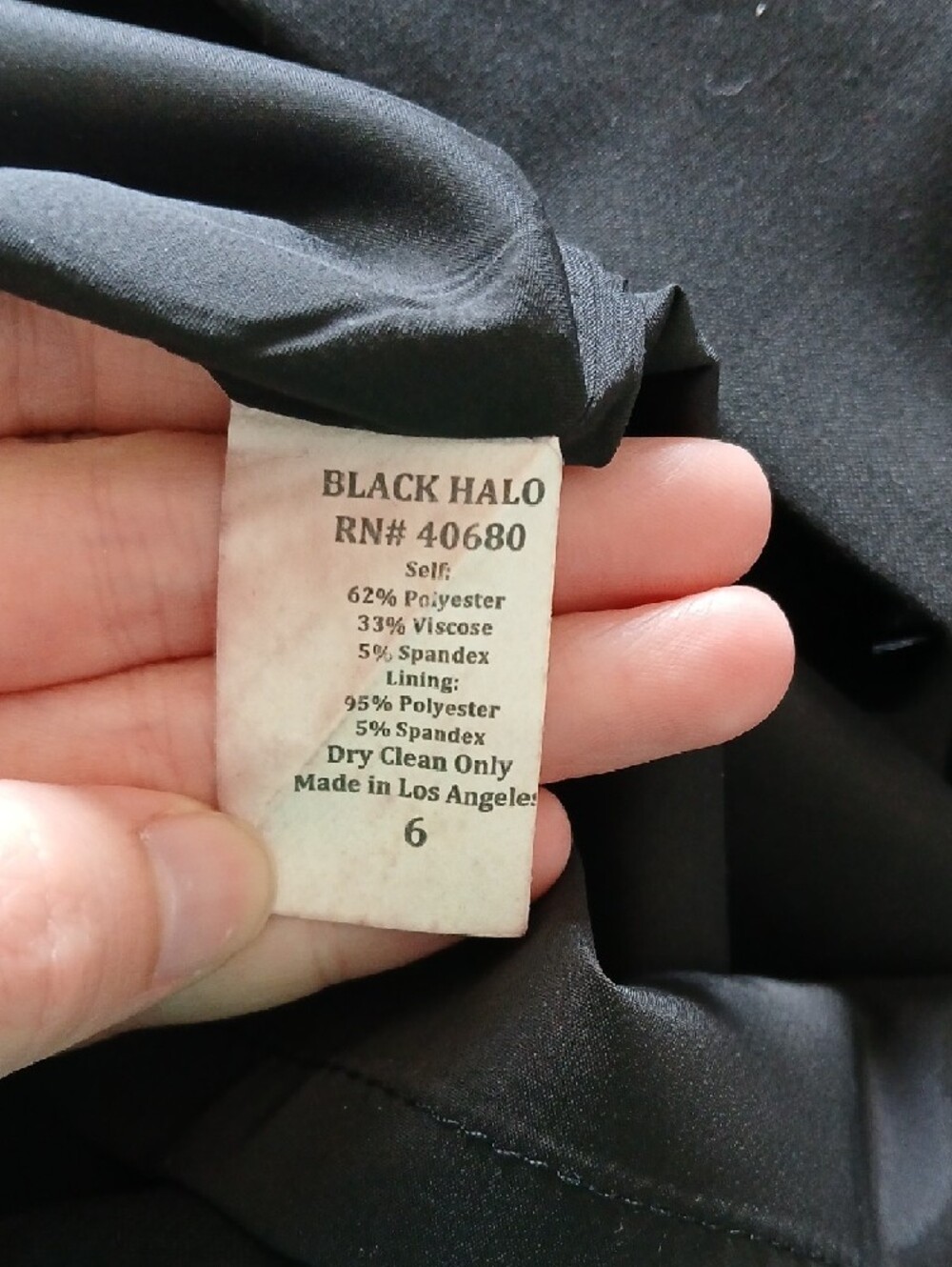 Black Halo Little Black Cowl Neck Midi Dress Size 6 Classic Jackie O Sheath - Picture 7 of 7